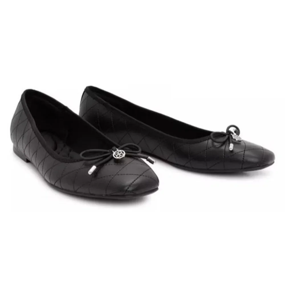 Kelly & Katie Sebrinel Black Quilted Vegan Leather Grosgrain Ballet Flat size7